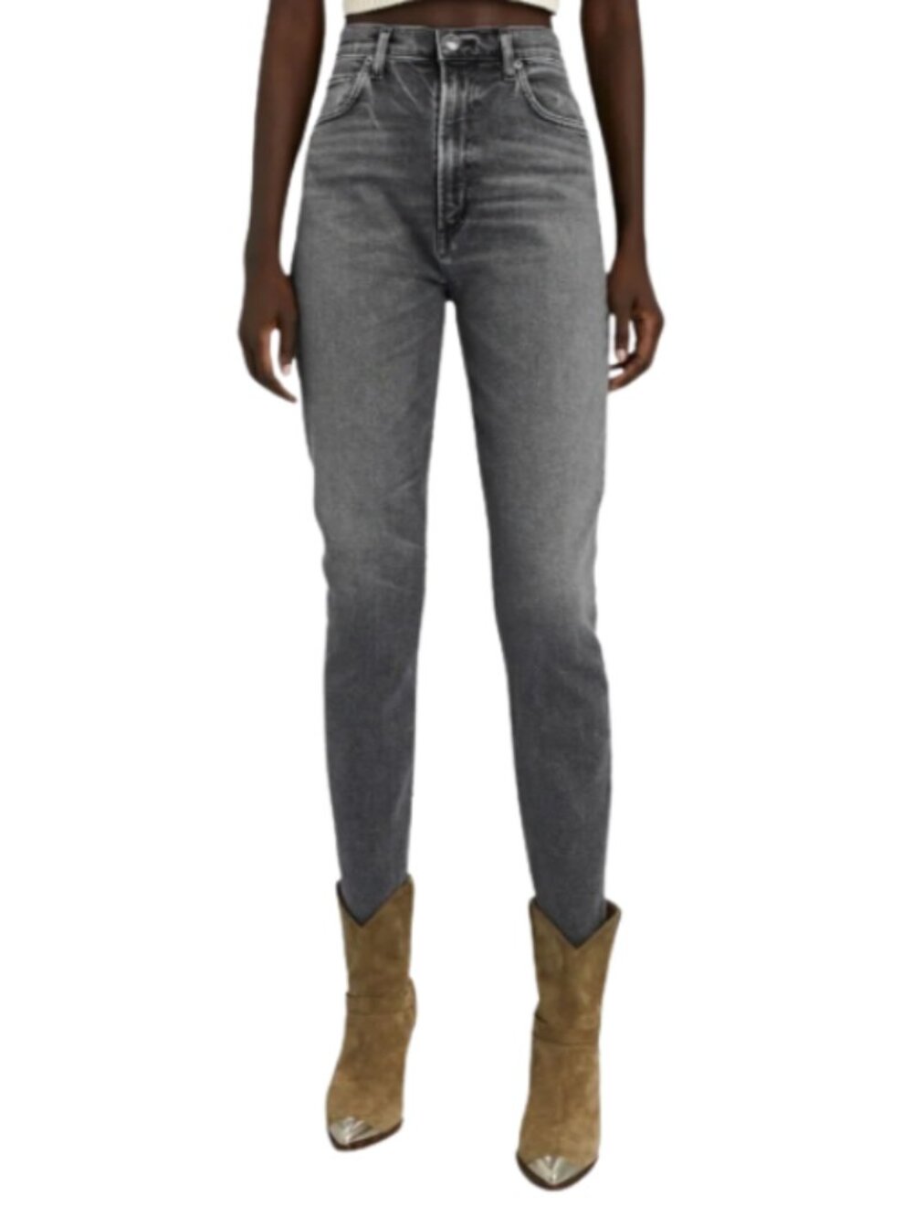 AGOLDE Pinch Waist High Rise Skinny Jeans Faded Black Grey Size 24